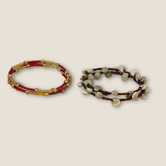 Set of 2 beaded bracelets adjustable size - Picture 2 of 4
